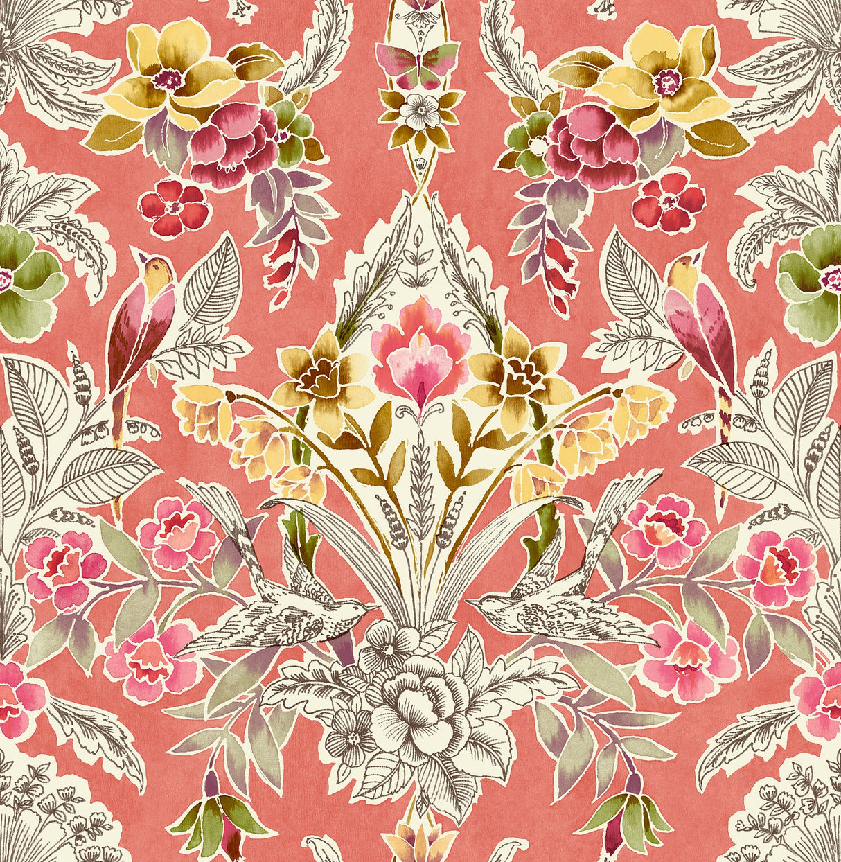 NuWallpaper NUS4049 Peach Summer Love Peel & Stick Wallpaper