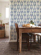 NuWallpaper NUS4288 Blue Folk Tulip Peel & Stick Wallpaper