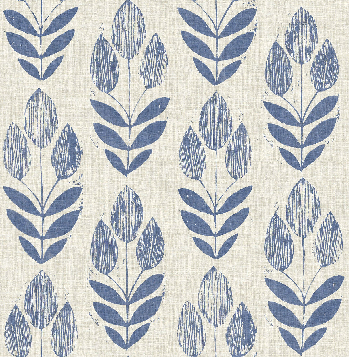 NuWallpaper NUS4288 Blue Folk Tulip Peel & Stick Wallpaper