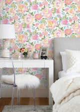 NuWallpaper NUS4434 Pink Gracelyn Flower Peel & Stick Wallpaper