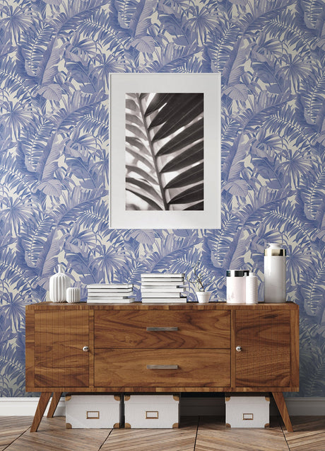 NuWallpaper NUS4623 Periwinkle Maui Leaf Peel & Stick Wallpaper