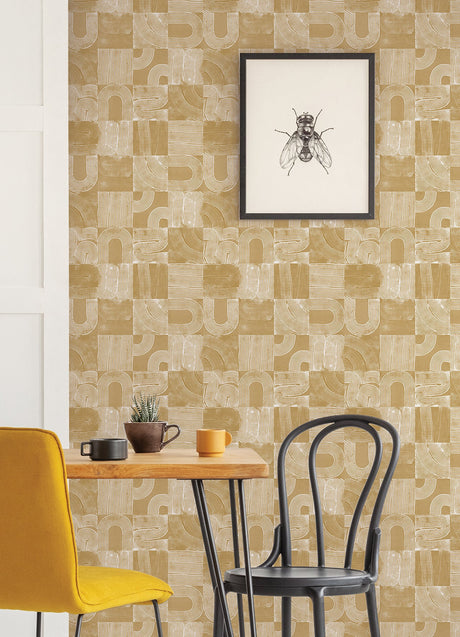 NuWallpaper NUS4631 Yellow Vaughn Geometric Peel & Stick Wallpaper