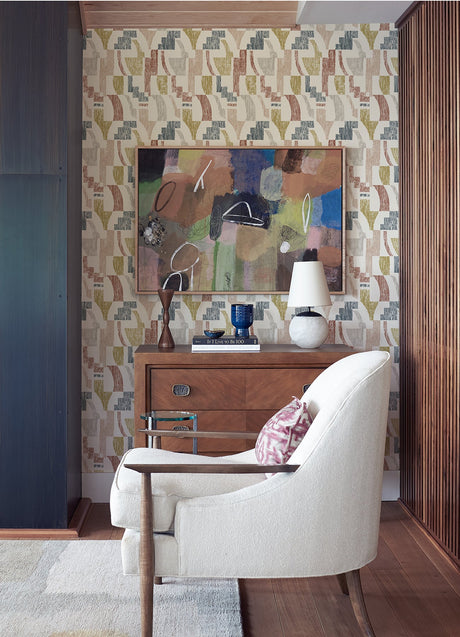 NuWallpaper NUS4632 Warm Multi Lenny Geometric Peel & Stick Wallpaper