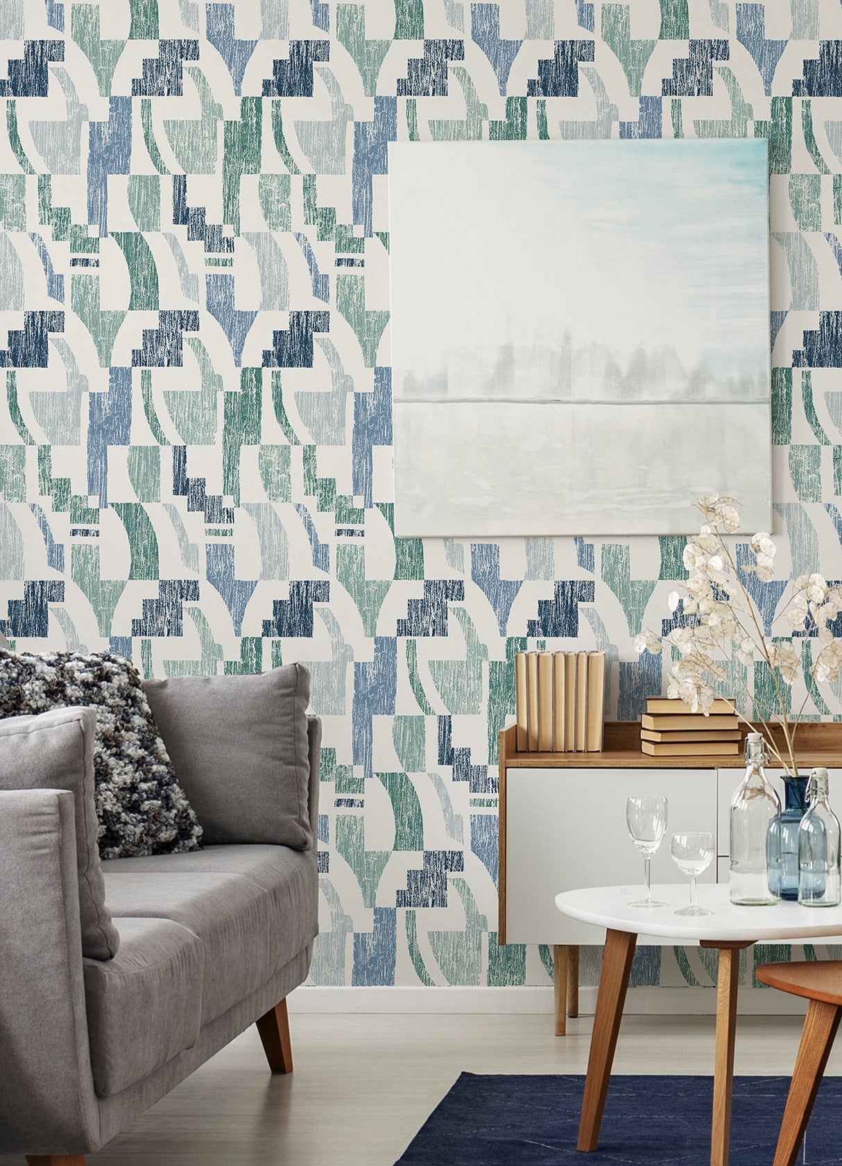 NuWallpaper NUS4633 Cool Multi Lenny Geometric Peel & Stick Wallpaper