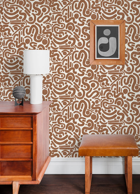 NuWallpaper NUS4635 Terracotta Edie Geometric Peel & Stick Wallpaper