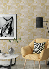 NuWallpaper NUS4638 Gold Margo Geometric Peel & Stick Wallpaper