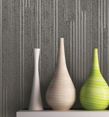 York NV5500 Vertical Plumb Charcoal Metallic Wallpaper