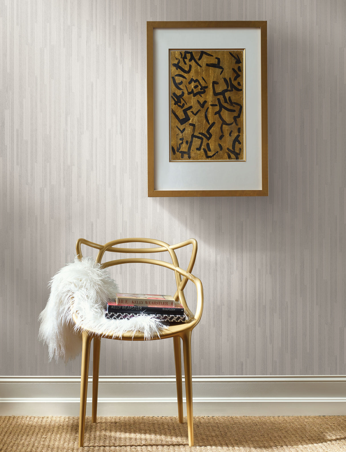 York NV5501 White Vertical Plumb Wallpaper