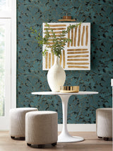 York NV5512 Dark Blue Acanthus Toss Wallpaper