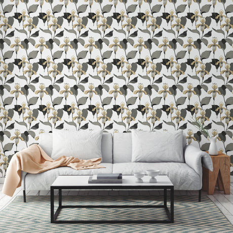 York NV5524 Lady Slipper Gold & Grey Wallpaper