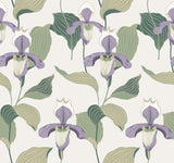 York NV5528 Lavender & Green Lady Slipper Wallpaper