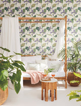 York NV5528 Lavender & Green Lady Slipper Wallpaper