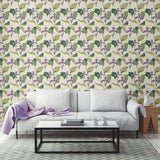 York NV5528 Lavender & Green Lady Slipper Wallpaper