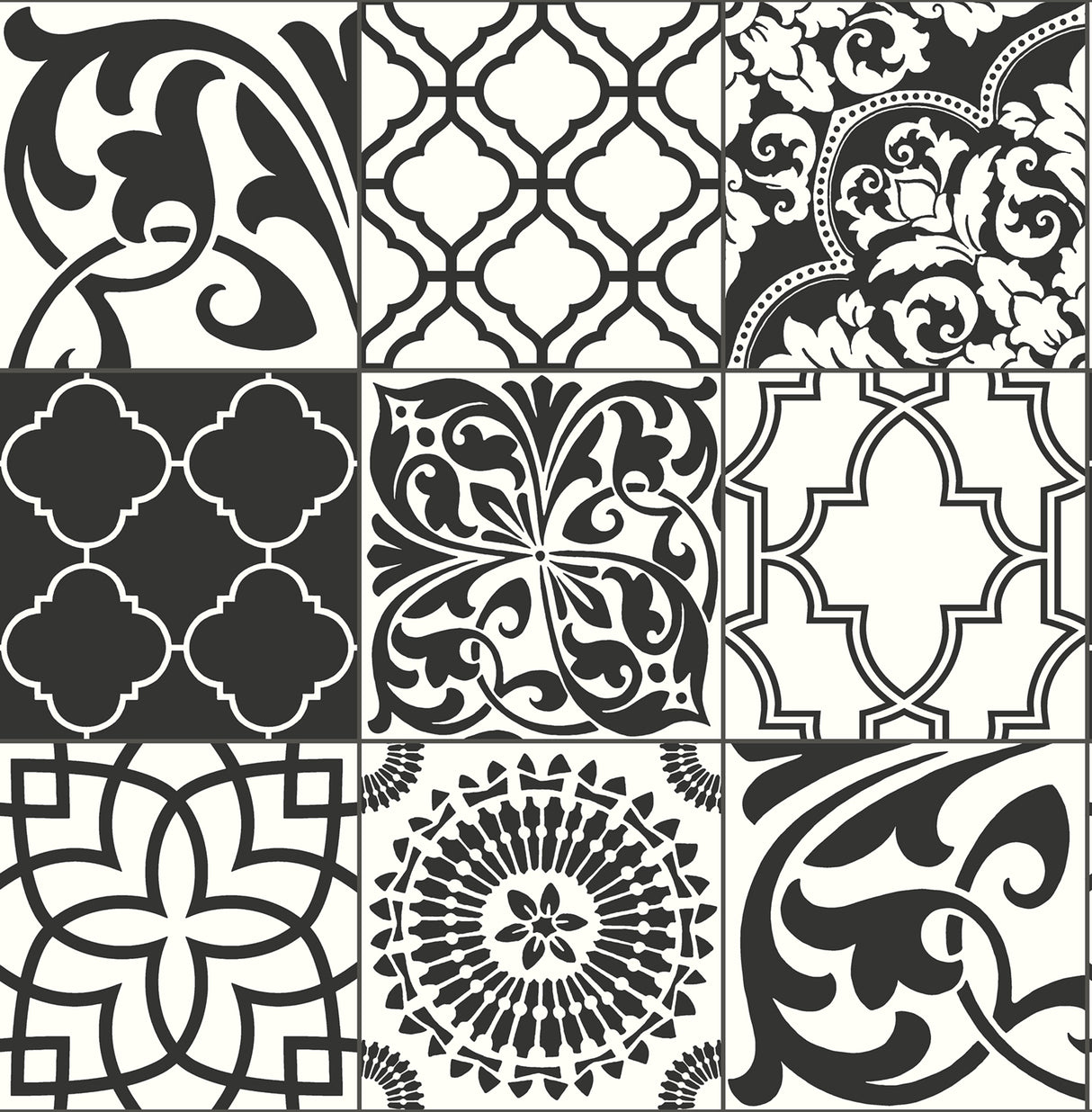 NextWall NW30300 Black and White Graphic Tile