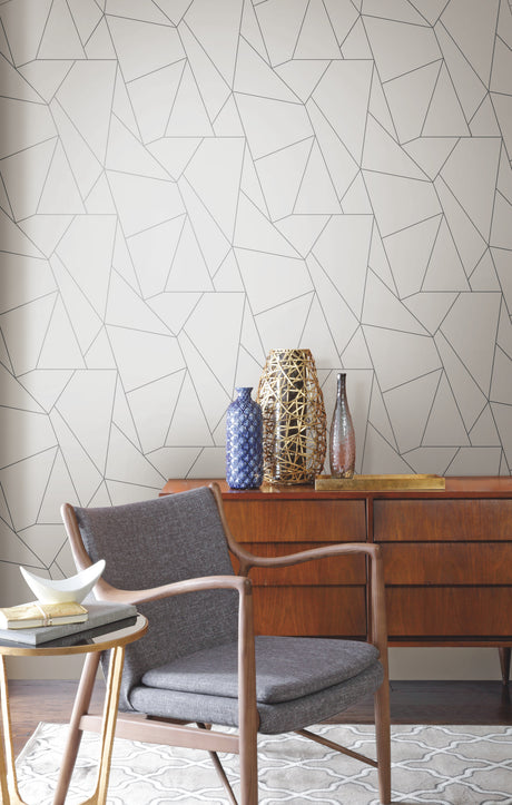 York NW3501 Nazca White & Silver Wallpaper