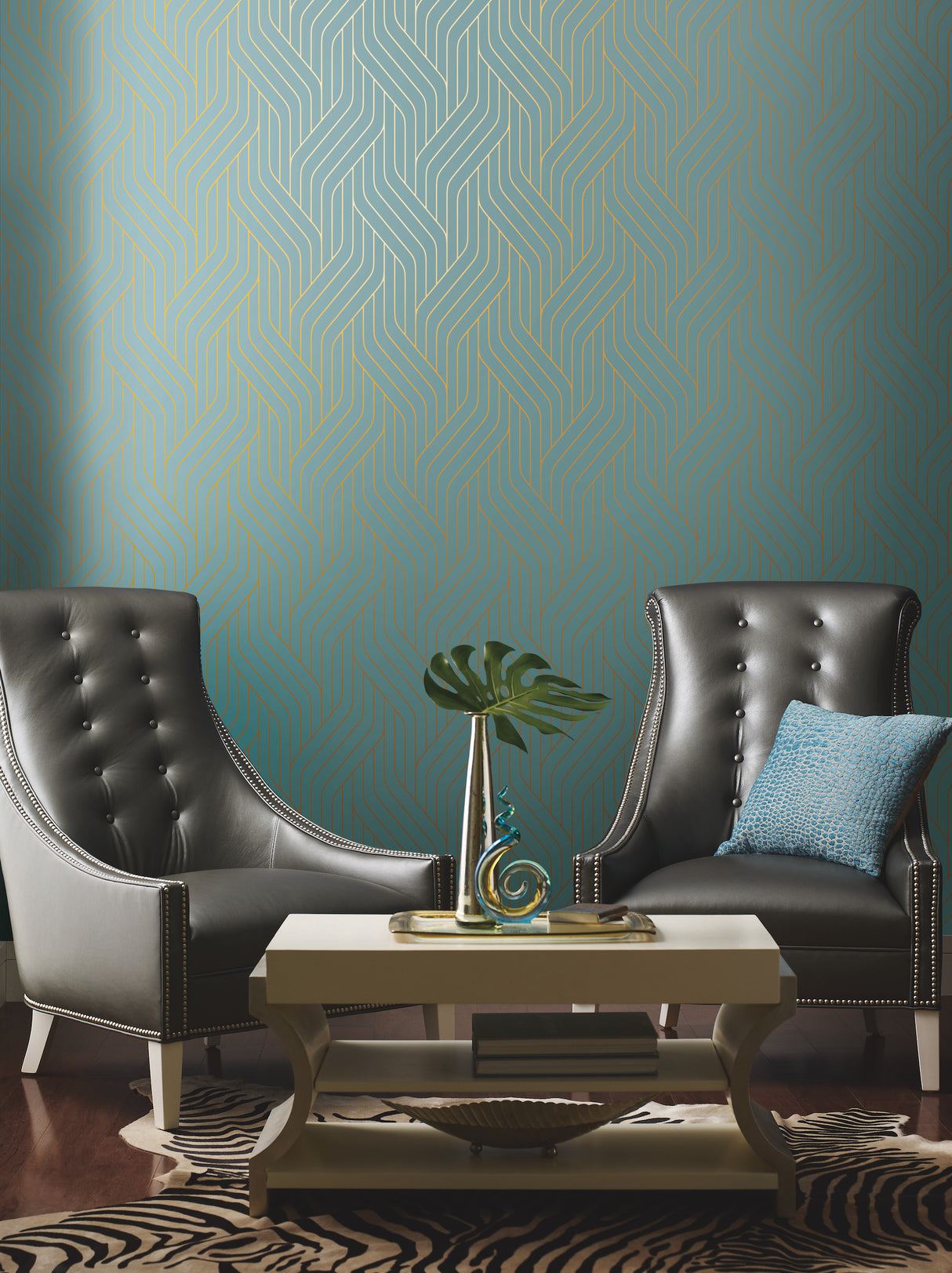 York NW3520 Ebb & Flow Blue & Gold Wallpaper