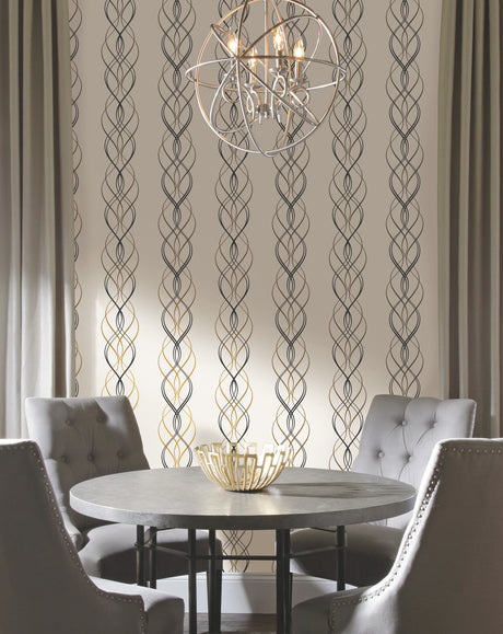 York NW3548 Aurora Black & White Wallpaper