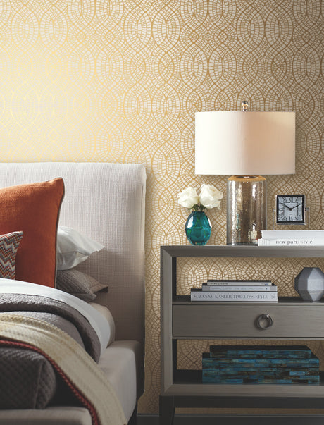 York NW3557 Tortoise Almond & Gold Wallpaper