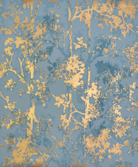 York NW3581 Shimmering Foliage Blue & Gold Wallpaper