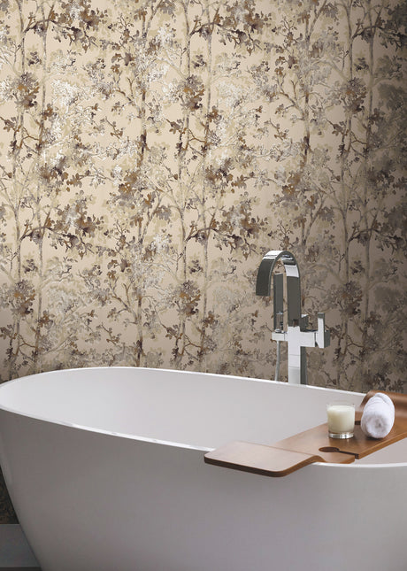 York NW3584 Shimmering Foliage Khaki Wallpaper
