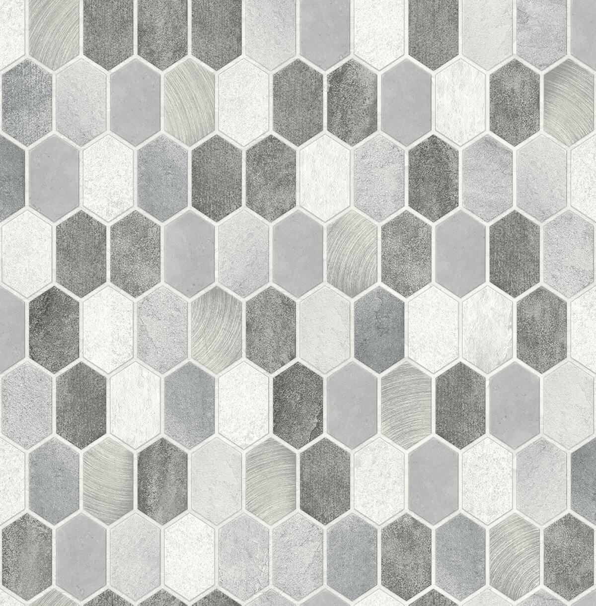 NextWall NW38803 Brushed Hex Tile