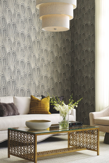 York OL2768 Deco Fountain Black Wallpaper
