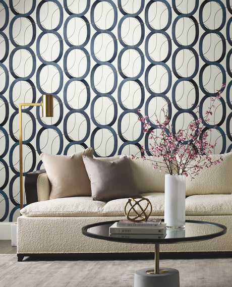 York OS4215 Interlock Navy Wallpaper