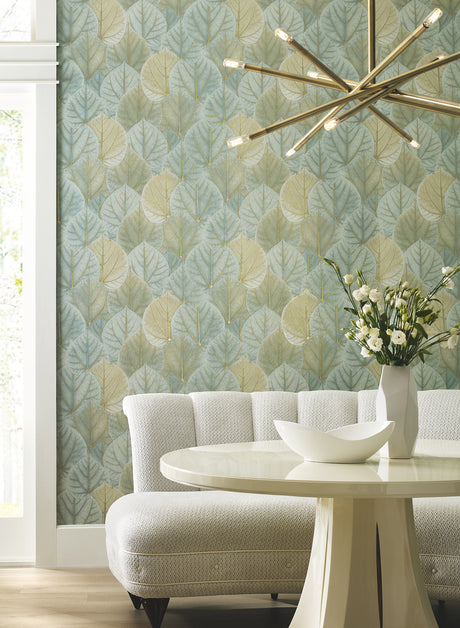 York OS4241 Leaf Concerto Turquoise Wallpaper
