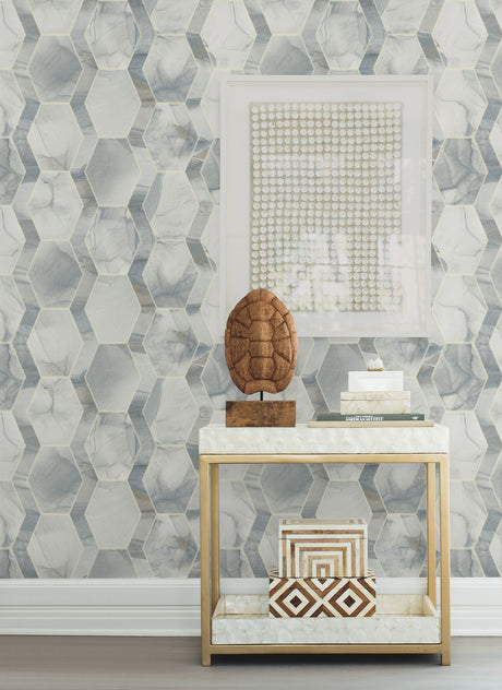 York OS4281 Earthbound Blue & Grey Wallpaper