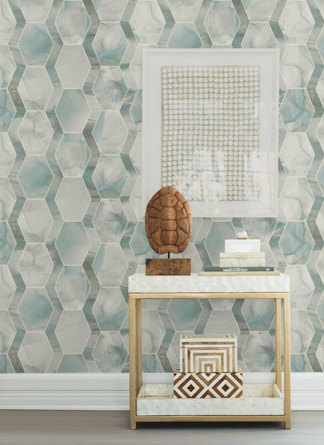 York OS4282 Earthbound Turquoise Wallpaper