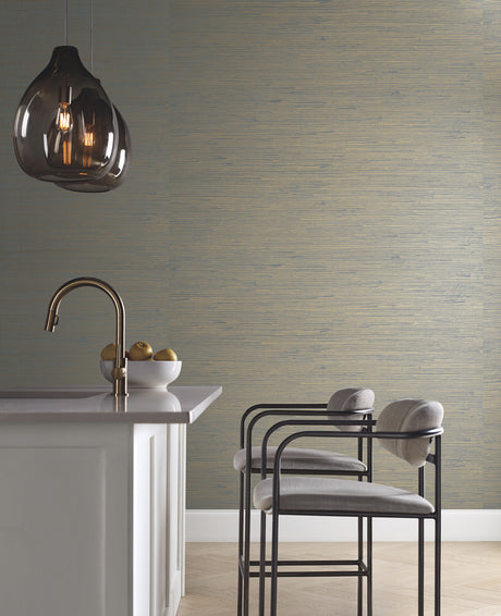 York OS4326 Jute Gold & Blue Metallic Wallpaper