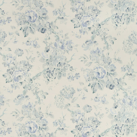 LEE JOFA P2018106.153.0 GARDEN ROSES WP AQUA/BLUE Wallpaper - Eade's Wallpaper