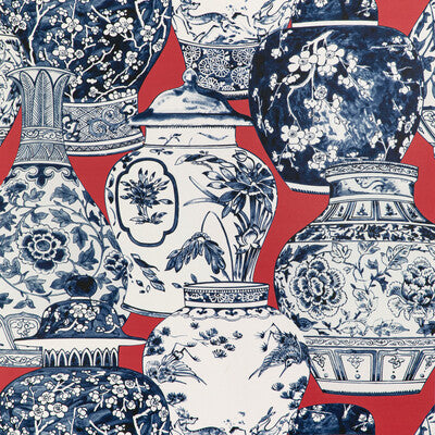 LEE JOFA P2020108.1950.0 PANDAN PAPER CHILI/BLUE Wallpaper - Eade's Wallpaper