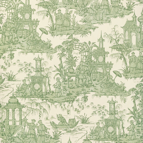 LEE JOFA P2020110.316.0 PAGODA TOILE PAPER GREEN Wallpaper - Eade's Wallpaper