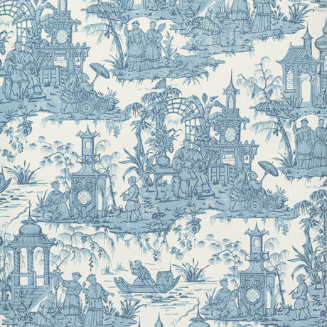 LEE JOFA P2020110.535.0 PAGODA TOILE PAPER BLUE Wallpaper - Eade's Wallpaper
