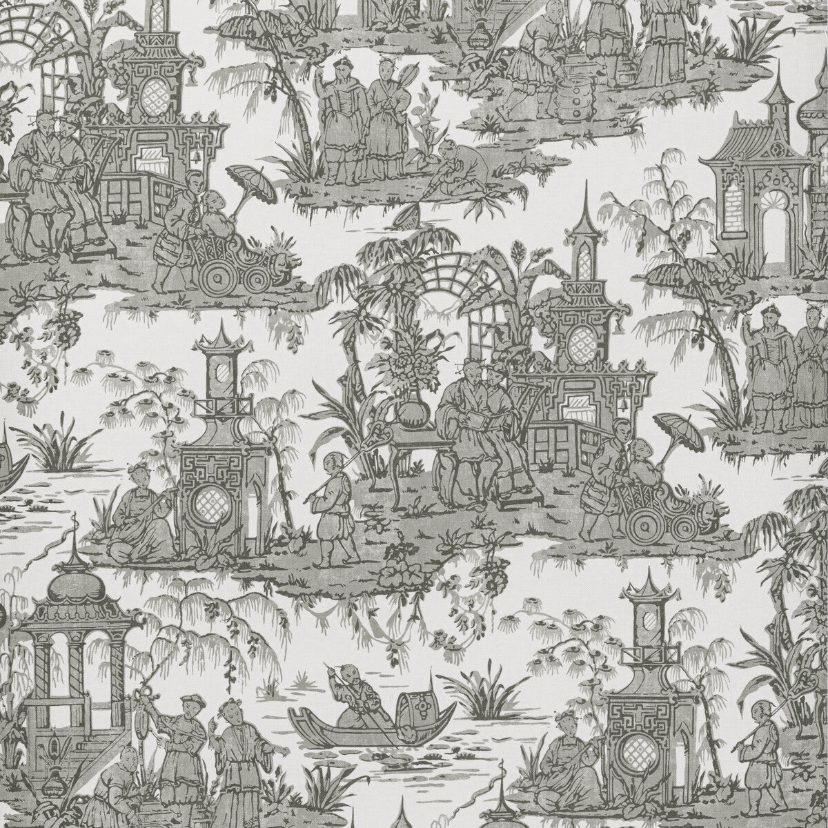 LEE JOFA P2020110.816.0 PAGODA TOILE PAPER COAL Wallpaper - Eade's Wallpaper