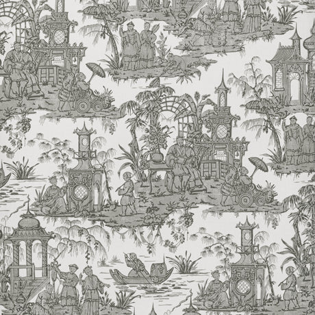 LEE JOFA P2020110.816.0 PAGODA TOILE PAPER COAL Wallpaper - Eade's Wallpaper