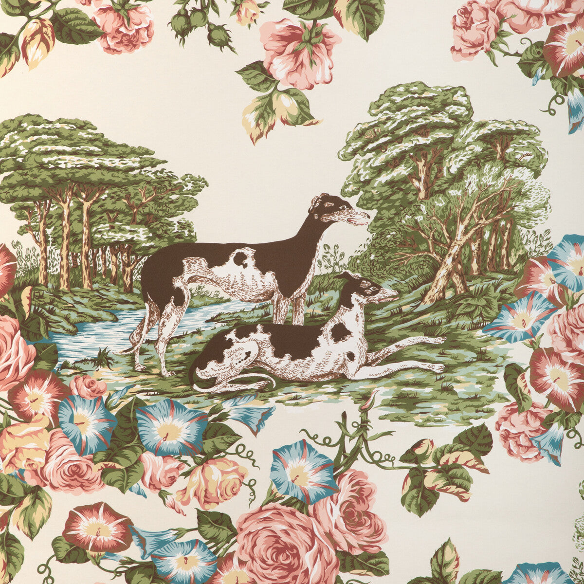 LEE JOFA P2023120.1.0 WHIPPETS PAPER IVORY Wallpaper - Eade's Wallpaper