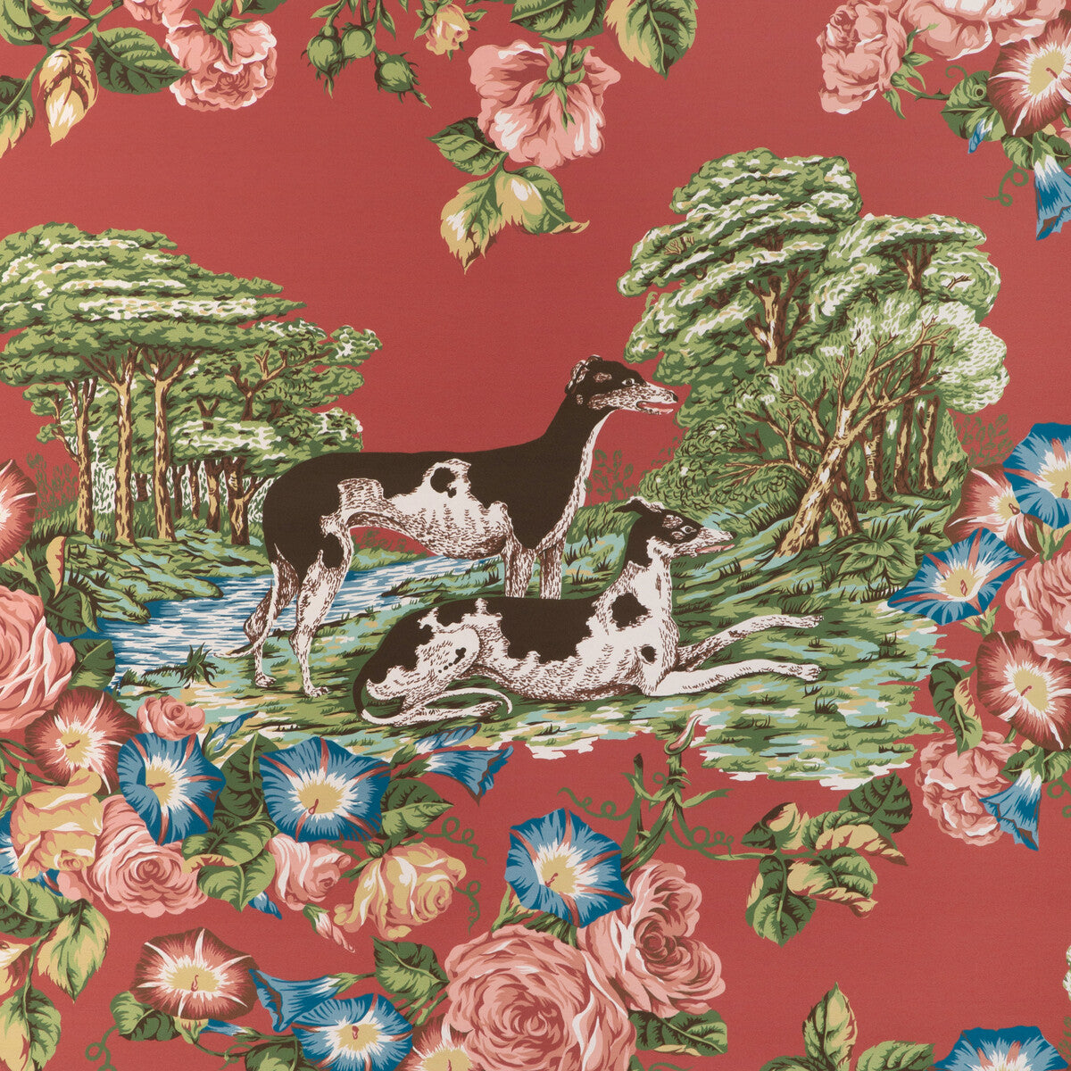 LEE JOFA P2023120.19.0 WHIPPETS PAPER RED Wallpaper - Eade's Wallpaper