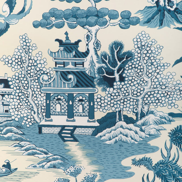 LEE JOFA P2023123.1613.0 WILLOW LAKE PAPER TEAL Wallpaper - Eade's Wallpaper