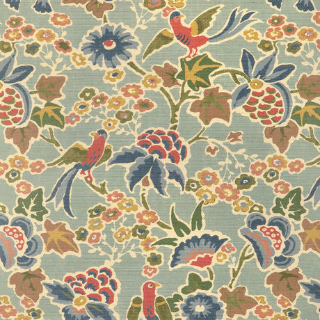 LEE JOFA P2023127.353.0 POSY PAPER AQUA/IVY Wallpaper - Eade's Wallpaper