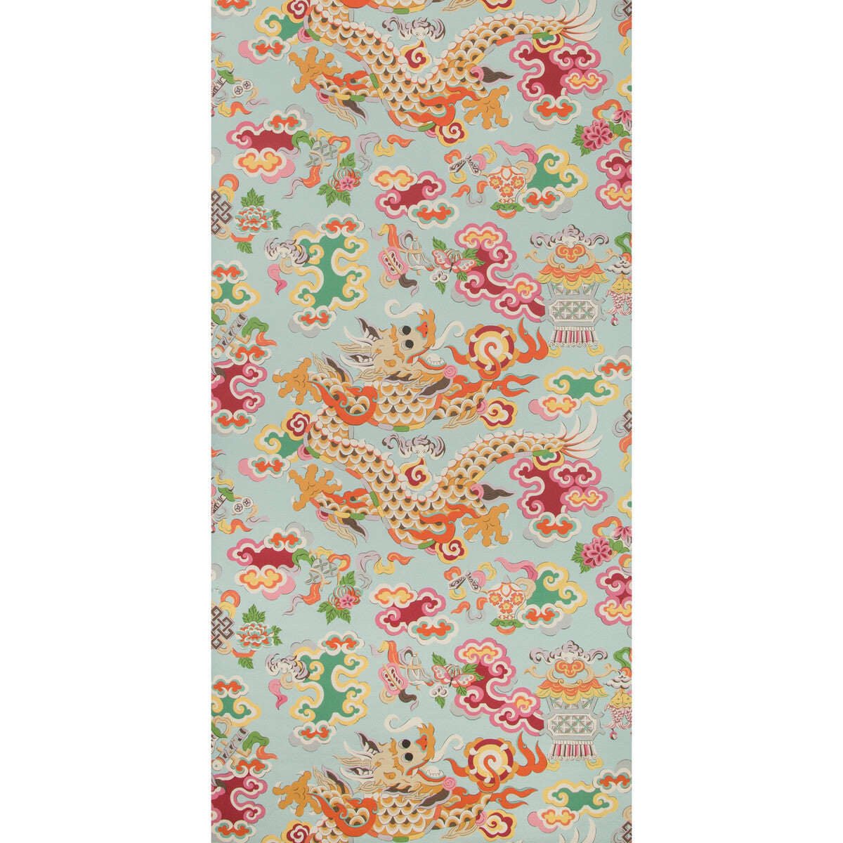BRUNSCHWIG & FILS P8019113.137.0 MING DRAGON AQUA Wallpaper - Eade's Wallpaper