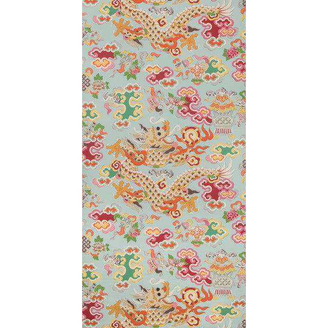 BRUNSCHWIG & FILS P8019113.137.0 MING DRAGON AQUA Wallpaper - Eade's Wallpaper