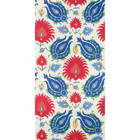 BRUNSCHWIG & FILS P8020102.5193.0 KASHMIRI BLUE/RED Wallpaper - Eade's Wallpaper