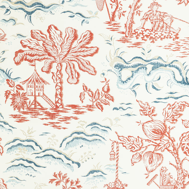 BRUNSCHWIG & FILS P8022101.195.0 VALENSOLE RED/BLUE Wallpaper - Eade's Wallpaper