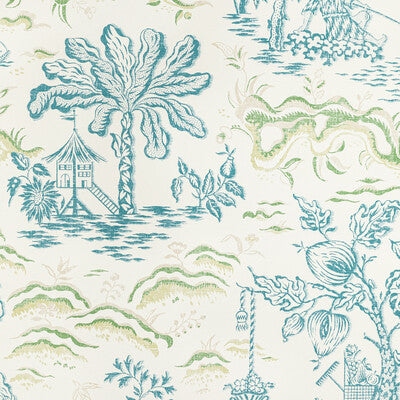BRUNSCHWIG & FILS P8022101.353.0 VALENSOLE TEAL/LEAF Wallpaper - Eade's Wallpaper
