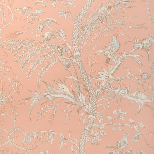 BRUNSCHWIG & FILS P8024101.1216.0 BIRD AND THISTLE II PEACH Wallpaper - Eade's Wallpaper