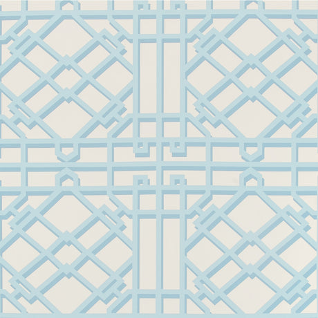BRUNSCHWIG & FILS P8024109.113.0 PAVILION TRELLIS AQUA Wallpaper - Eade's Wallpaper
