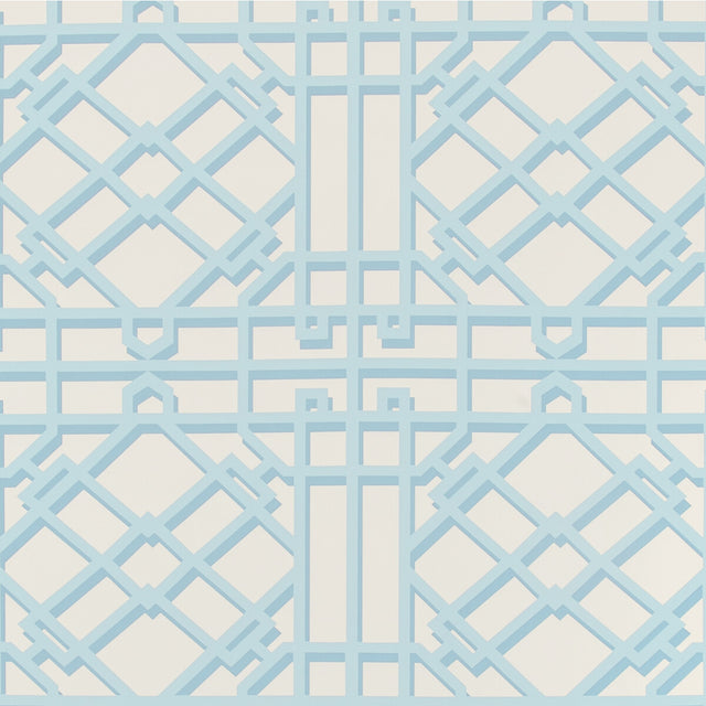 BRUNSCHWIG & FILS P8024109.113.0 PAVILION TRELLIS AQUA Wallpaper - Eade's Wallpaper