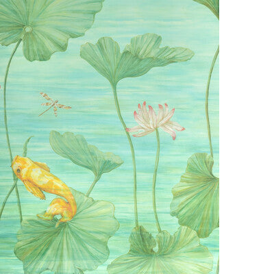 BRUNSCHWIG & FILS KOI POND MURAL P8026100.353.0 in TEAL Mura